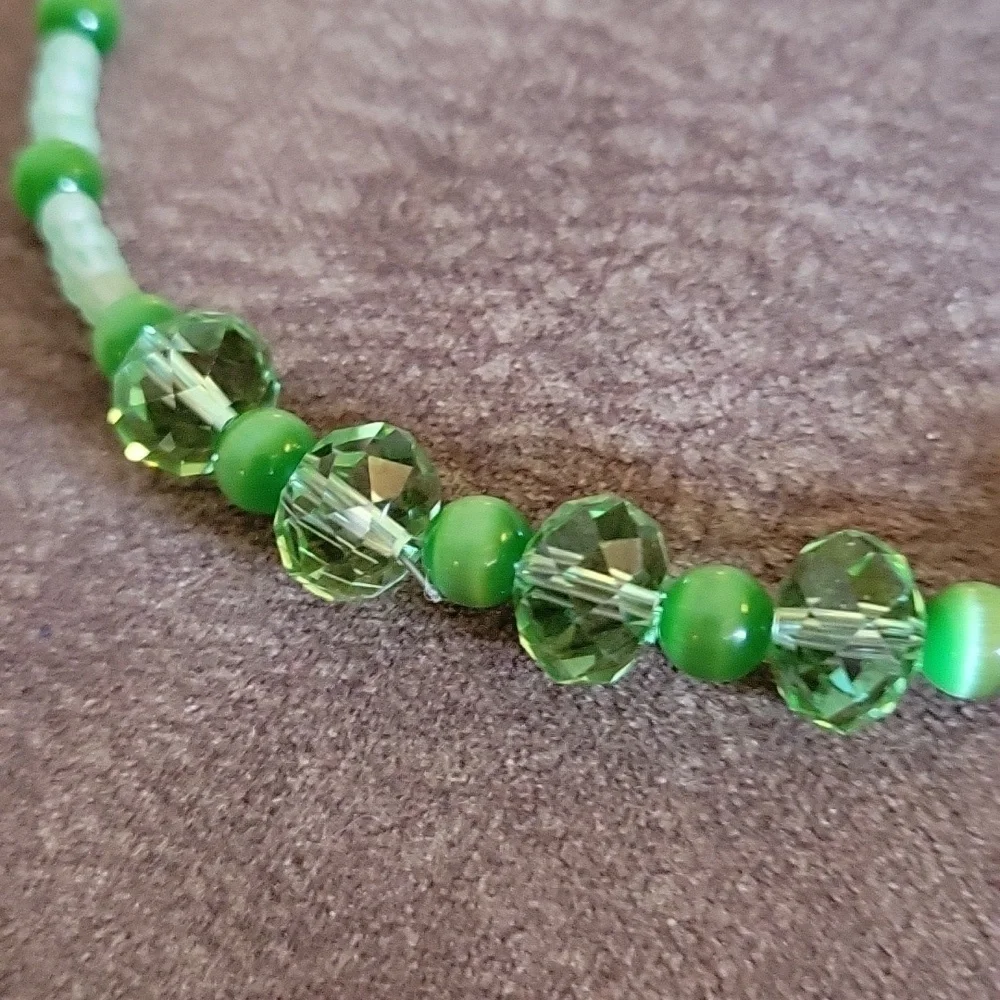 3/$30 HANDMADE Lime Fiber Optic Beaded Turtle Fetish Mermaidcore Necklace